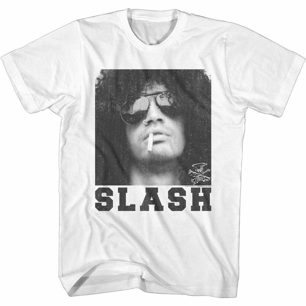 Slash Guns N Roses Smoking Slash White T-Shirt
